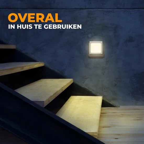2 stuks LED Nachtlampje - Verlichting Babykamer- Babykamer Nachtlampjes - Bedlampje Stopcontact - Dag en Nacht Sensor - Warm Wit
