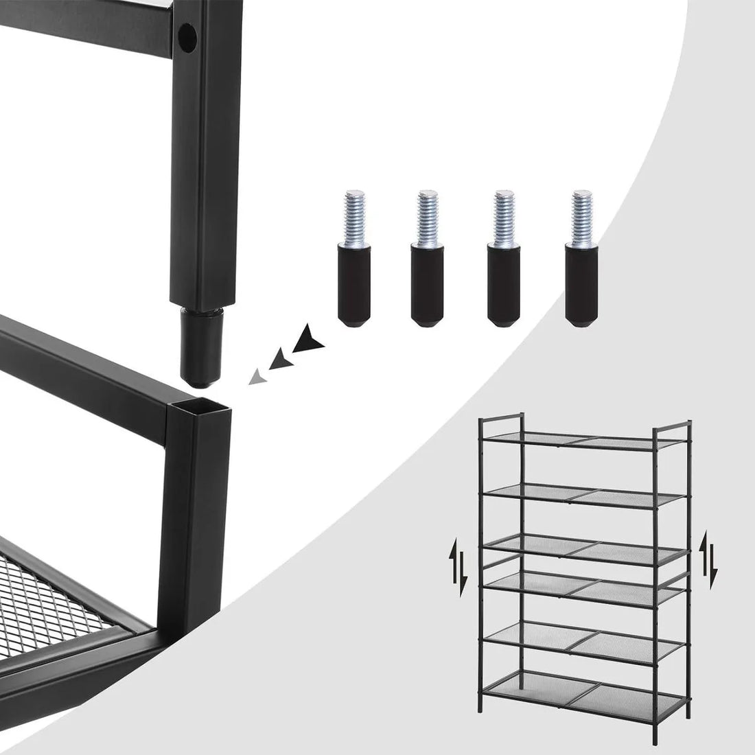 3-laags schoenenrek - stapelbare schoenenorganizer - 9-12 paar schoenen - metalen schoenenrekopslag - voor entree, woonkamer, badkamer - zwart