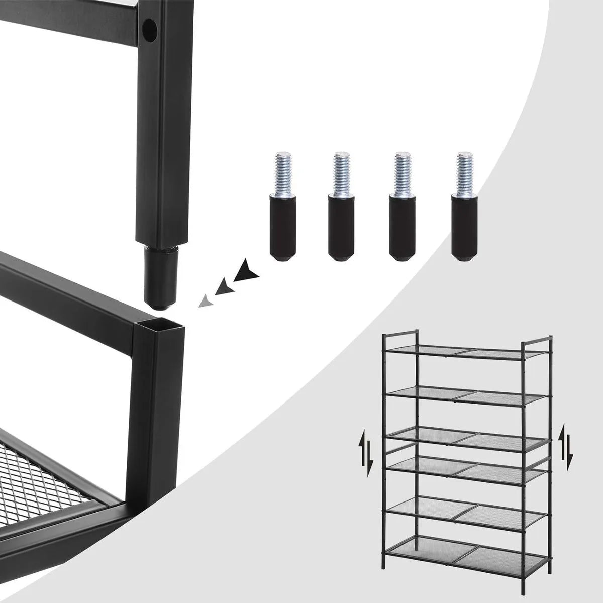 3-laags schoenenrek - stapelbare schoenenorganizer - 9-12 paar schoenen - metalen schoenenrekopslag - voor entree, woonkamer, badkamer - zwart