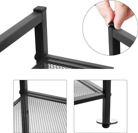 3-laags schoenenrek - stapelbare schoenenorganizer - 9-12 paar schoenen - metalen schoenenrekopslag - voor entree, woonkamer, badkamer - zwart