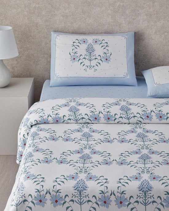 English Home Violet Star Zomerdekenset - Luxe Uitvoering - 160x200cm – Blauw/Wit
