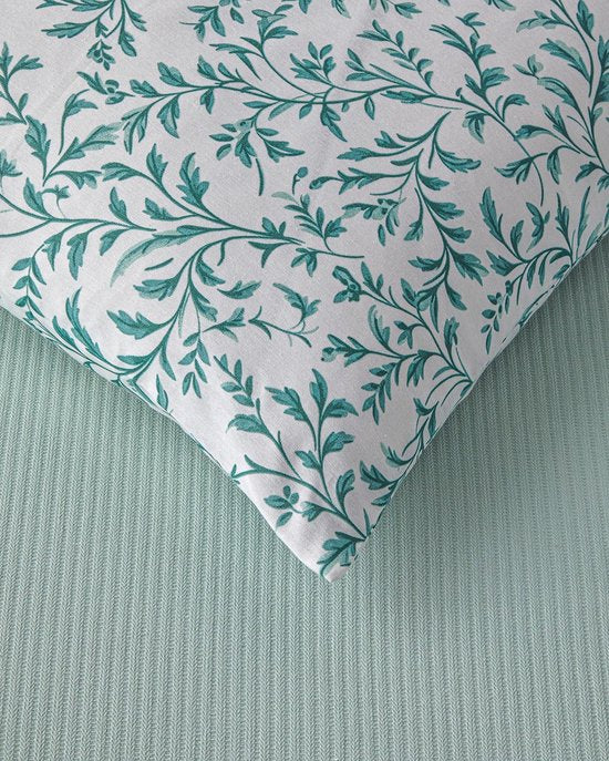 English Home Pretty Ivy Zomerdekenset - Luxe Uitvoering - 100x200cm – Groen/Turqoise