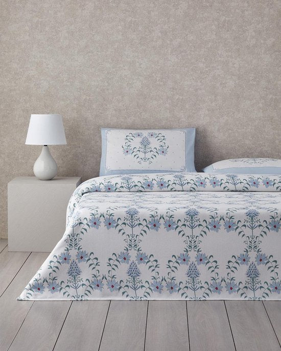 English Home Violet Star Zomerdekenset - Luxe Uitvoering - 160x200cm – Blauw/Wit