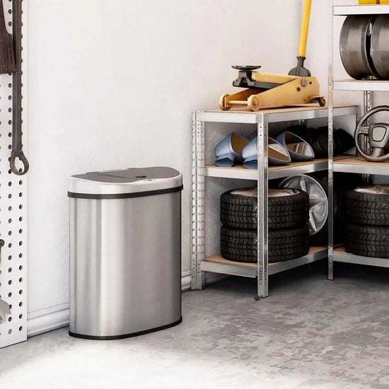70L vuilnisbak met sensor, auVuilnisbak met Sensor, 70L (2 x 35L) Afvalscheidingssysteem, Automatische RVS Prullenbak met 2 Compartimenten, Contactloos, Voor in de Keuken, Zilver