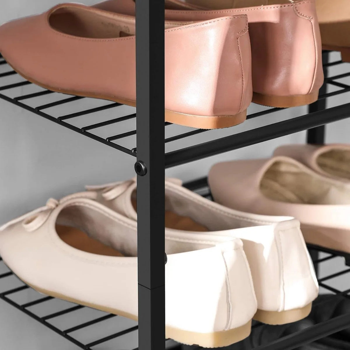 8-laags slank schoenenrek - opbergorganizer standaard - 16-24 paar schoenen - ruimtebesparend met grote capaciteit - verticale metalen plank - 44,6 x 30,5 x 128,5 cm - zwart