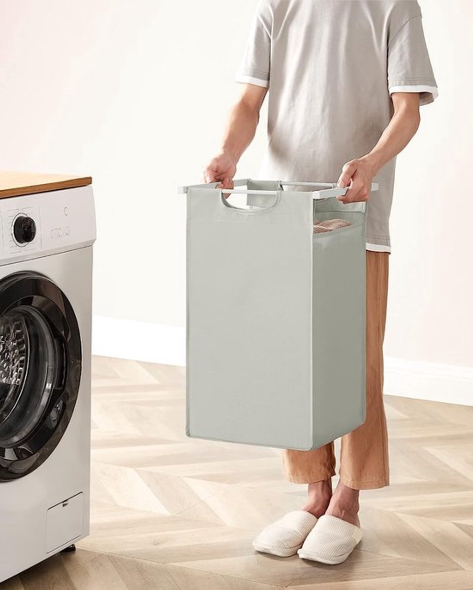 FurnStar Wasmand - Wassorteerder - 3 vakken - Wasmanden - Wassorteerder 3 vaken - 3x 38 L - 114L - Metalen Frame - Stijlvol en Duurzaam- Wit