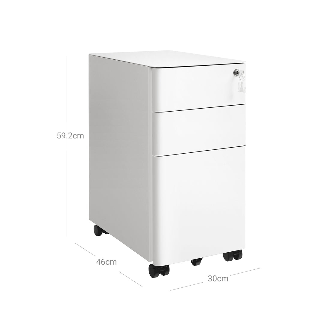 FurnStar ladeblok - Afsluitbare Lade - Metaal - 3 Lades - 30x46x59.2cm