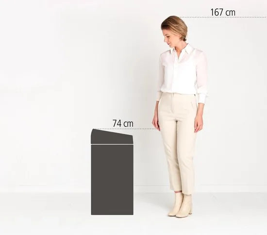 Afvalverzamelaar 45 liter 'Touch Bin®' met kunststof binnenemmer, Matt Steel Fingerprint Proof