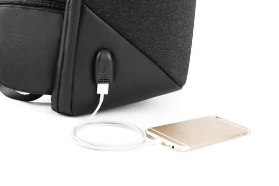 Arctic Hunter Rugzak voor laptop tot 16 inch met USB poort voor aansluiten van powerbank - Met code slot - zwart/grijs - Met veel extra opties