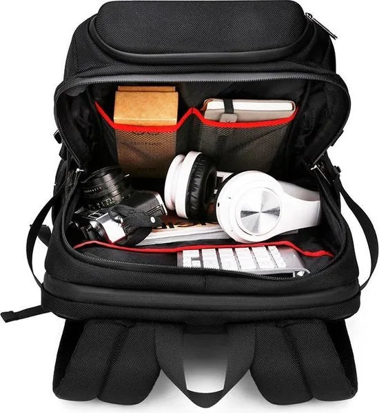 Arctic Hunter Rugzak voor laptop tot 16 inch met USB poort voor aansluiten van powerbank - Met code slot - zwart/grijs - Met veel extra opties