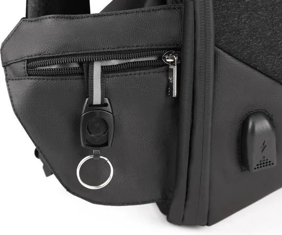 Arctic Hunter Rugzak voor laptop tot 16 inch met USB poort voor aansluiten van powerbank - Met code slot - zwart/grijs - Met veel extra opties