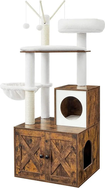 Azuru 2-in-1 Kattenboom met Krabpaal en Kattenbak – Krabpaal voor Kleine en Grote Katten