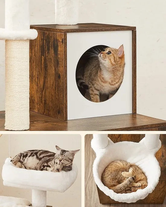 Azuru 2-in-1 Kattenboom met Krabpaal en Kattenbak – Krabpaal voor Kleine en Grote Katten
