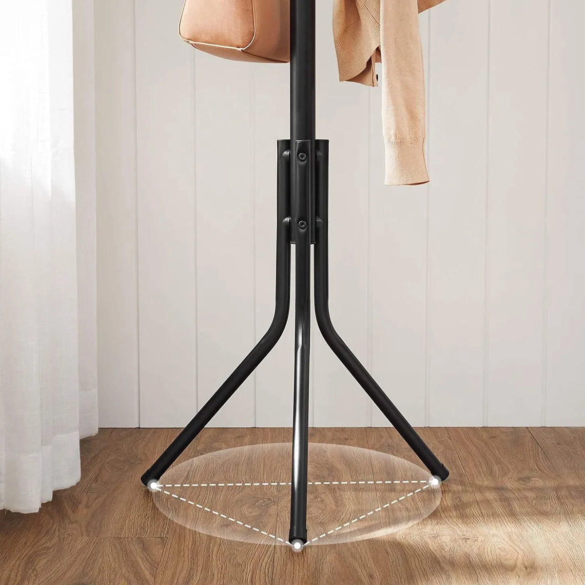 AZURU Kapstok - Staande Metalen Kapstok - 12 Kapstokhaken - Optimale Stabiliteit - 182 cm - Zwart