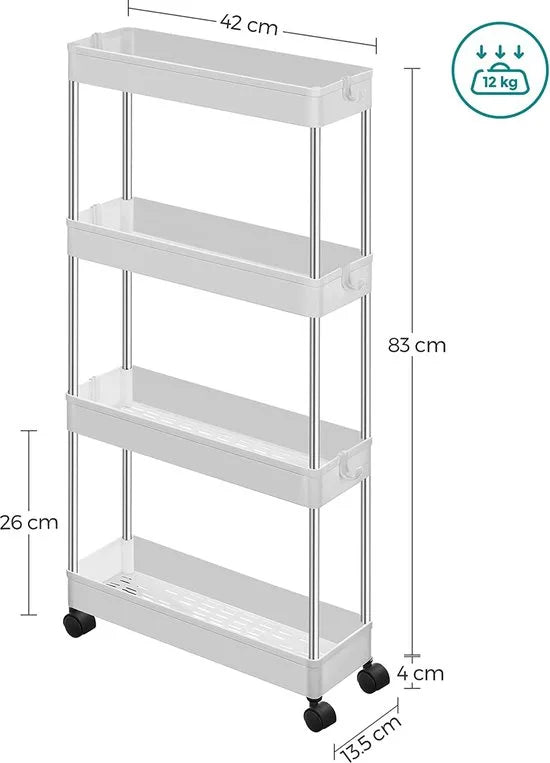 AZURU - Keukentrolley - trolley op wieltjes - multifunctioneel - wit