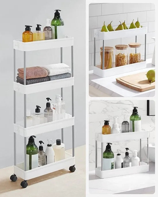 AZURU - Keukentrolley - trolley op wieltjes - multifunctioneel - wit