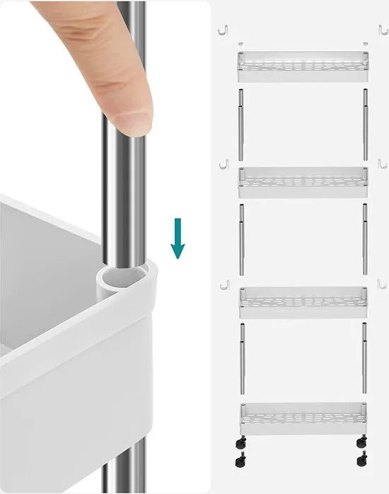AZURU - Keukentrolley - trolley op wieltjes - multifunctioneel - wit