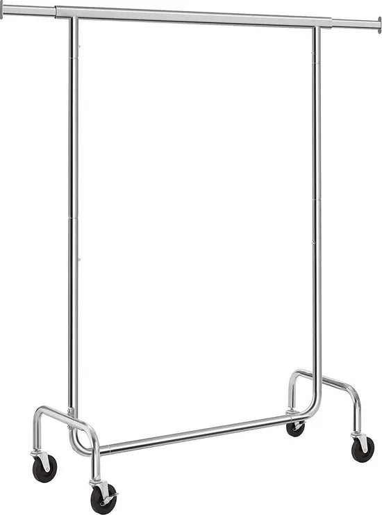 AZURU Kledingrek op wieltjes - Metaal - Zilver - 160 x 110 x 45 cm
