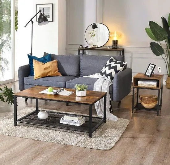 AZURU - Salontafel - industriële look - Bruin/zwart