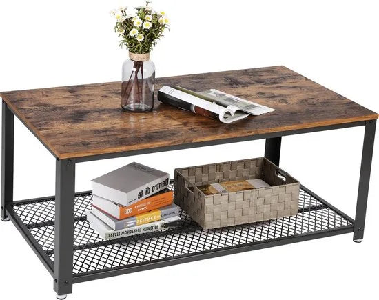 AZURU - Salontafel - industriële look - Bruin/zwart