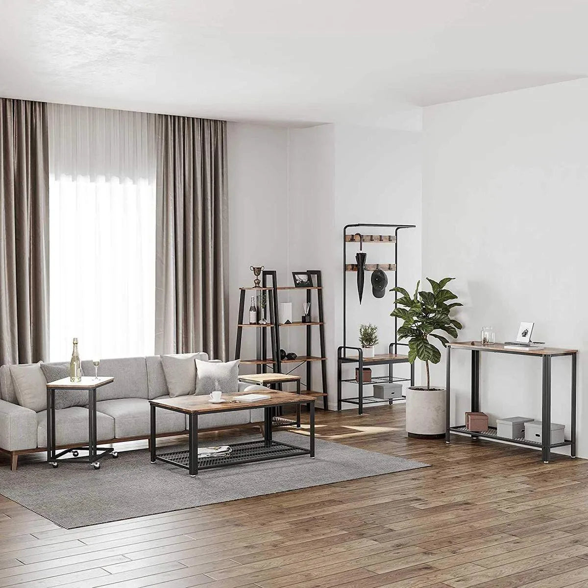 AZURU - Salontafel - industriële look - Bruin/zwart