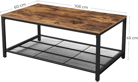 AZURU - Salontafel - industriële look - Bruin/zwart