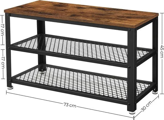 AZURU - Schoenenkast met Bankje - opbergrek - Hout - Metaal