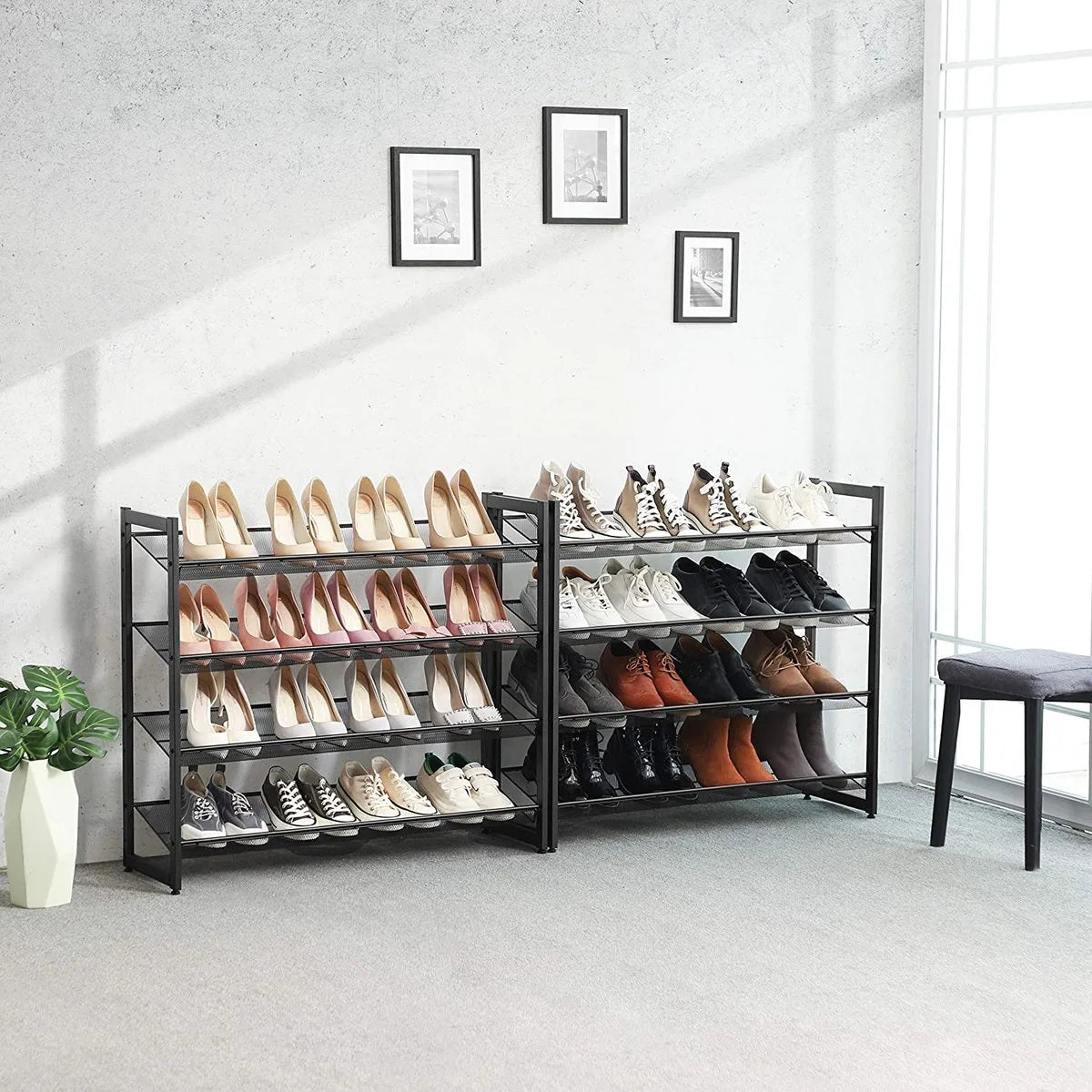AZURU - Schoenenrek met 8 lagen - 40 paar schoenen - Metaal - Zwart