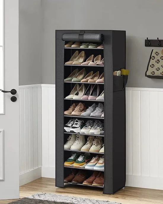 AZURU Schoenenrek – Schoenenkast voor 27 Paar Schoenen – 10 Planken - 160 x 58 x 28 cm – Metaal - Zwart