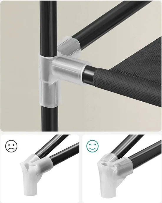 AZURU Schoenenrek – Schoenenkast voor 27 Paar Schoenen – 10 Planken - 160 x 58 x 28 cm – Metaal - Zwart
