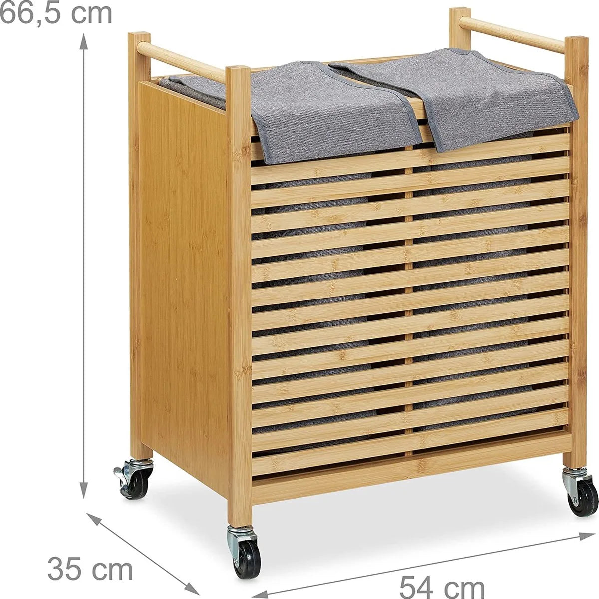 Azuru Wasmand met 2 Vakken en Opbergplank – Wassorteerder – Max. 30 kg - Zwart