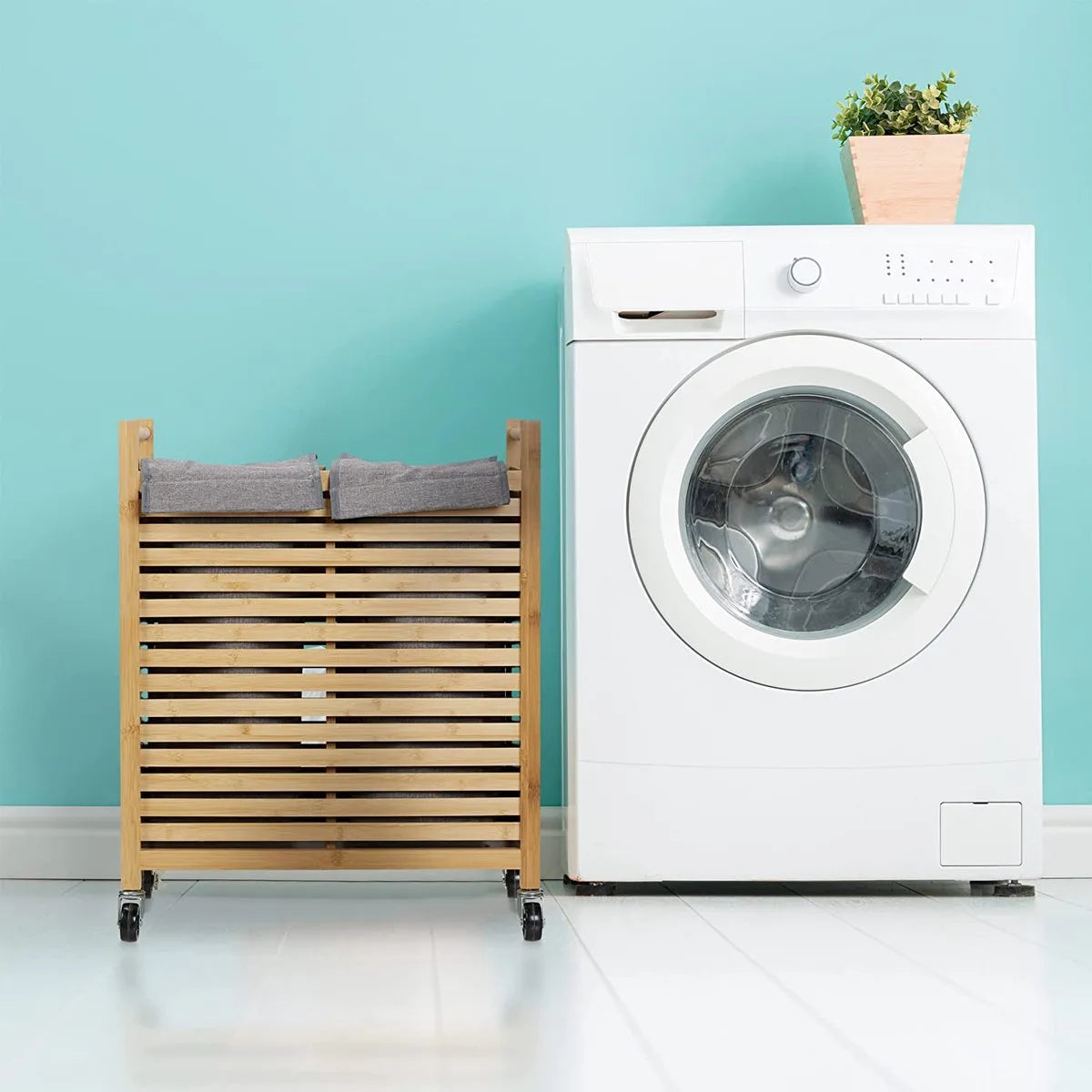 Azuru Wasmand met 2 Vakken en Opbergplank – Wassorteerder – Max. 30 kg - Zwart