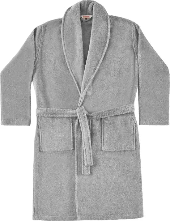 Badjas 100% Turks Katoen Badjas, S/M - Unisex ochtendjas, Absorberende Badjassen met Shawlkraag voor Vrouwen & Mannen 1st - Grijs