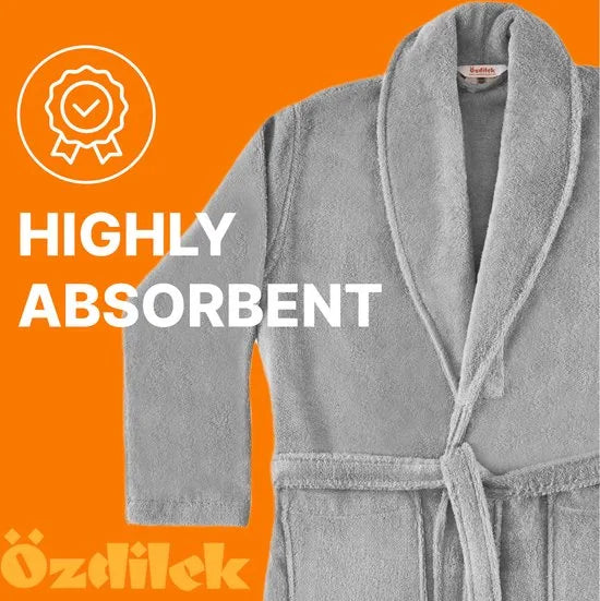 Badjas 100% Turks Katoen Badjas, XL Unisex Kleedjas, Absorberende Badjassen met Sjaalkraag voor Vrouwen & Mannen - Grijs
