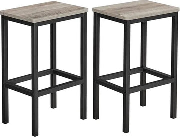 Barkruk, 2-delige set, barstoelen, keukenstoelen, voor keuken, woonkamer, eetkamer, industrieel design, grijpzwart LBC065B02
