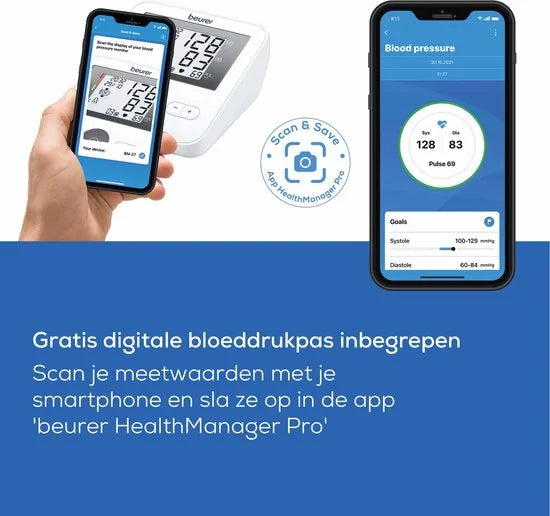 Beurer BM 27 Basic Bloeddrukmeter bovenarm - Aanbevolen door Hartstichting - Onregelmatige hartslag - Risico-indicator - Manchet-aanbreng controle - Manchet 22 tot 42 cm - Klinisch gevalideerd - Digitale Bloeddrukpas - 5 Jaar garantie