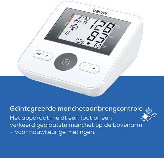 Beurer BM 27 Basic Bloeddrukmeter bovenarm - Aanbevolen door Hartstichting - Onregelmatige hartslag - Risico-indicator - Manchet-aanbreng controle - Manchet 22 tot 42 cm - Klinisch gevalideerd - Digitale Bloeddrukpas - 5 Jaar garantie
