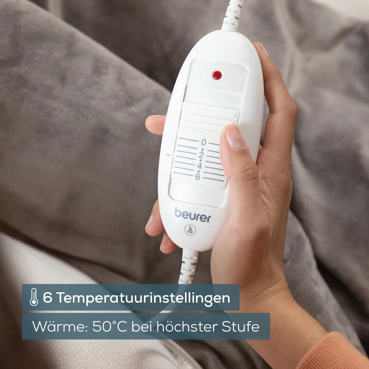 Beurer Elektrische Deken - Warmtedeken - 1 persoons 180x130cm - Test: Zeer goed - Automatische uitschakeling - Taupe - 3 Jaar Garantie