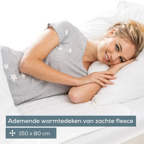 Beurer Elektrische onderdeken 1 persoons - Elektrische deken 150x80cm - Onderdeken - Snelle opwarming - BSS (Beurer Safety System) - Ademend fleece - Wit