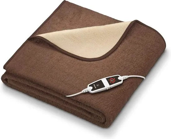 Beurer HD 100 Elektrisch bovendeken - XXL Warmtedeken - Tweepersoons: 200 x 150 cm - Fleece - 6 Warmtestanden - Machinewasbaar tot 30 ° - Automatische uitschakeling - 3 Jaar garantie - Bruin