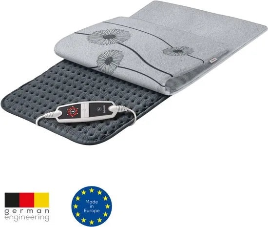 Beurer HK 125 XXL Cosy Grey Warmtekussen – Elektrisch Warmtekussen voor Rug, Nek, Schouder en Buik – Groot Formaat 60×40 cm – Superzachte Fleece – Snelle Opwarming – 6 Warmtestanden – Machinewasbaar – 3 Jaar Garantie