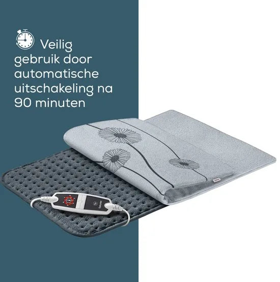Beurer HK 125 XXL Cosy Grey Warmtekussen – Elektrisch Warmtekussen voor Rug, Nek, Schouder en Buik – Groot Formaat 60×40 cm – Superzachte Fleece – Snelle Opwarming – 6 Warmtestanden – Machinewasbaar – 3 Jaar Garantie