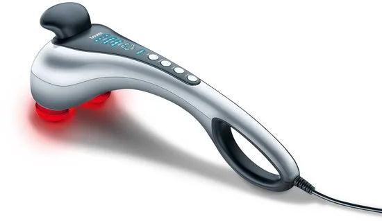 Beurer MG 100 Infrarood massageapparaat – Klopmassage – Dubbele kop – Verlicht display - Optie infrarood verwarming – 2 Opzetstukken – 3 Programma’s – Antislip handgrepen – 5 Snelheden – 3 Jaar garantie