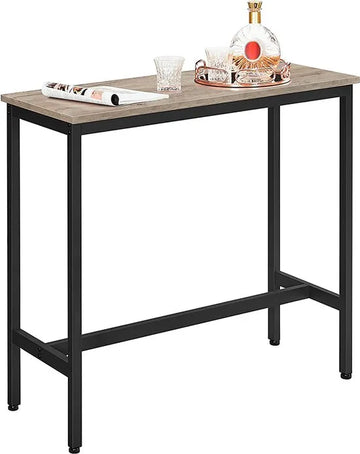 Blois Bartafel - Rechthoekige bartafel - keukentafel - aanrecht - stabiel metalen frame - eenvoudige montage - smal - industrieel ontwerp - greige zwart