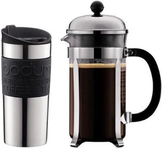Bodum Chambord Cafetiere met Travelmug - 1.0 l - Zwart