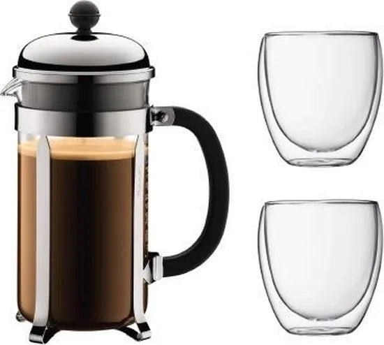 Bodum Chambord Cafetiere met Travelmug - 1.0 l - Zwart