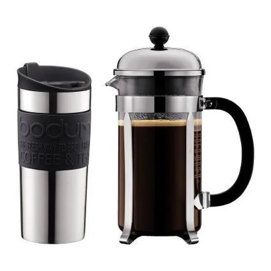 Bodum Chambord Cafetiere met Travelmug - 1.0 l - Zwart