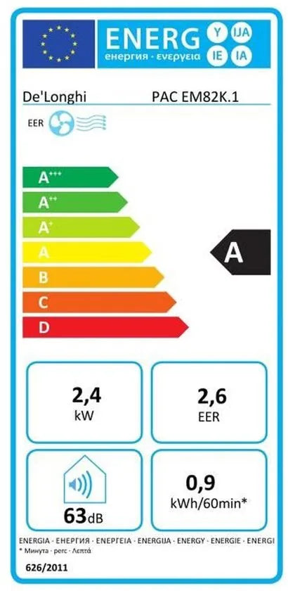 De’Longhi Pinguino PAC EM82 - Mobiele airconditioner met koeling- en ontvochtigingsfunctie - Ruimte tot 80 m³ - Wit