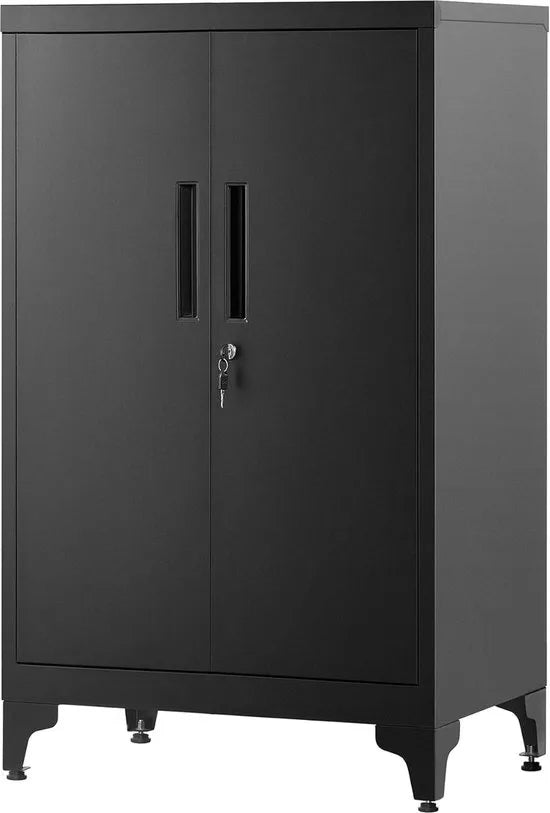 Dossierkast - Multifunctionele kast - Kantoorkast met 2 deuren - Kast afsluitbaar - Voor werkkamer - Woonkamer - 40D x 60B x 90H cm - Inktzwart