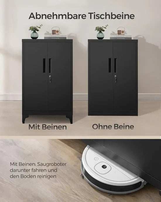 Dossierkast - Multifunctionele kast - Kantoorkast met 2 deuren - Kast afsluitbaar - Voor werkkamer - Woonkamer - 40D x 60B x 90H cm - Inktzwart